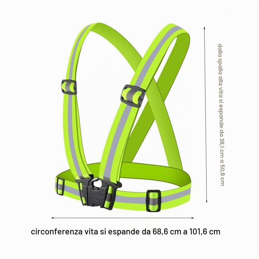 Chiwo 2 gilet riflettente per corsa a piedi ad alta visibilità, regolabile, cintura riflettente per esterni per ciclismo notturno, escursionismo, jogging (verde rosa), Verde Rosa, M …
