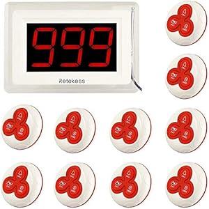 Retekess T114 Pager System, Wireless Calling System with 3 Call Modes and 6 Instant Tunes for Restaurant Bar Clinic