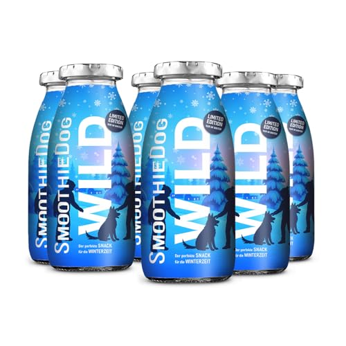 SmoothieDog Winter-Edition 6X WILD - Limited Edition - Hundesmoothie, je 250ml, Zucker- und Glutenfrei, Flüssignahrung für Hunde, viele Anwendungsmöglichkeiten