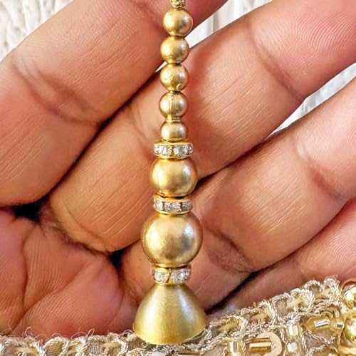 Image of Adikala Craft Store Handmade Ethnic Latkan Tassel Set of 2 for Saree Pallu, Blouse, Suits, Dupatta, Lehenga Decor | Ethnic Saree Pallu, Blouse, Suit, Dupatta & Lehenga Decoration (Semi Circle Cushion)