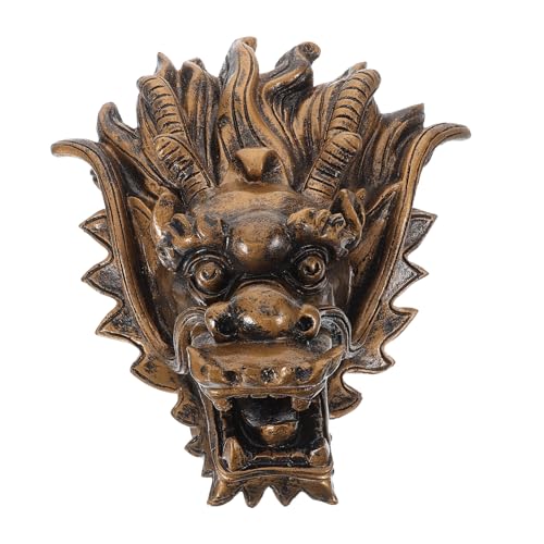 Toddmomy Fuente De Pared Grifo Cabeza De Dragón para Jardín Exterior, Adorno De Resina En Color Bronce Antiguo, Diseño Mural para Patio y Villa, Decoración De Agua Ornamental Resistente Al Aire Libre