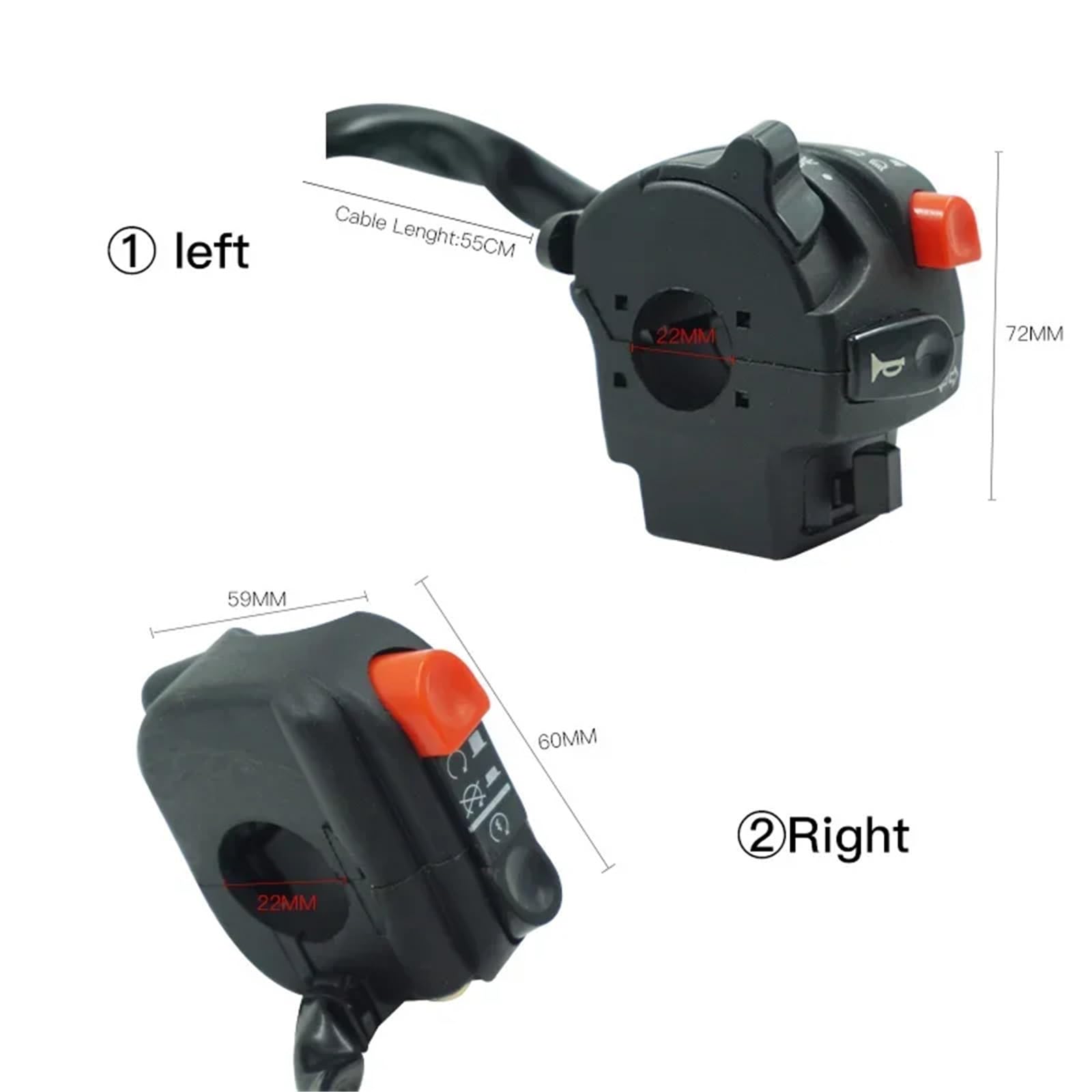 Pulsante Per Clacson Compatibile Con Yamaha L'interruttore Manubrio Moto Indicatore Di Direzione Universale Per Fari Avvisatore Acustico ON OFF Interruttore Di Avviamento 22mm 7/8"