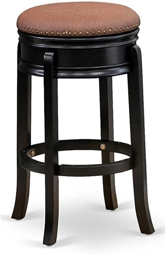 Miniatura 5 de East West Furniture AMS030-112 Stunning Stool Counter Height- Backless Stool with Round Shape - Brown Roast PU Leather Seat and 4 Wooden Curved Legs