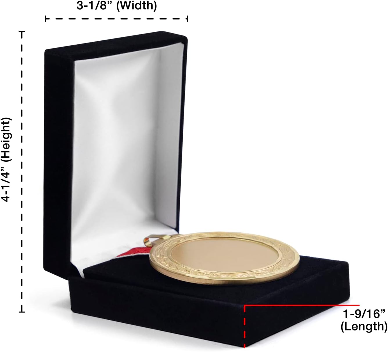 SHOP AWARDS AND GIFTS Black Velour Presentation Medal Box (3-1/8 x 4-1/4 x 1-9/16 Inches), Holds Up to a 2-7/8 Inch Medal, with Black Velour Insert - Pack of 10