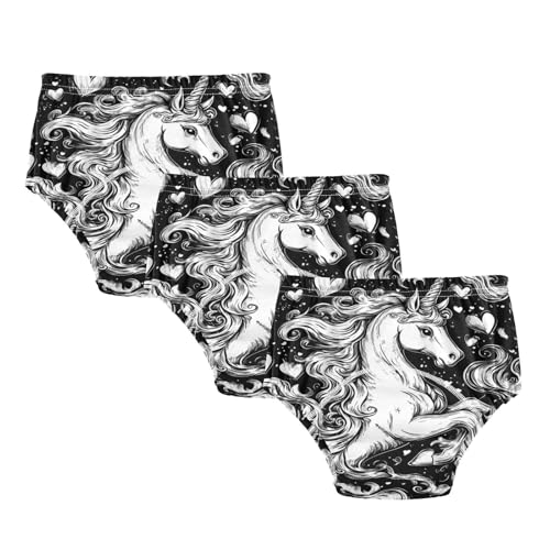 Coikll White Black Horse Toddler Training Underwear Waterproof Baby Pee Pants -2T