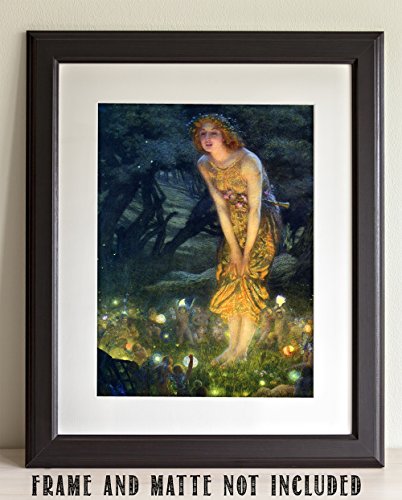 Fairy Painting Neoclassical Art Novue Print - Midsummer Eve By Edward Robert Hughes - 11X14 Unframed Poster - Perfect Vintage Home Decor And Great Gift For Those That Believe In Fairies, Magic #TOP1