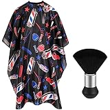 FEBSNOW Professional Hair Cutting Barber Cape with Neck Duster Brush, Tri Coloured Light Print Barber Cape for Barber Shop Hair Cutting Accessories
