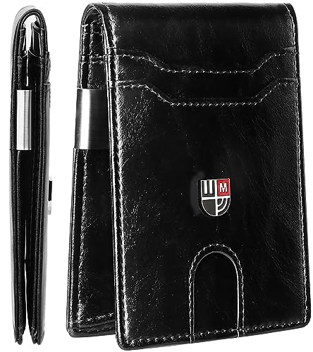 MrLeoGo® Slim Wallet for Men- Small Wallet with Money Clip RFID Credit Card Holder Pocket Wallet with 12 Slots & ID Window Mens Genuine Oil wax Leather Wallets Fashion Bifold Wallet with gift box