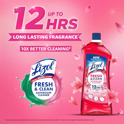 Image of Lizol Fresh & Clean Bathroom Cleaner | Floral | 1L | 10X Better Cleaning | Upto 12Hrs Fragrance| Multi Surface Clean Floors, Basin, Tiles