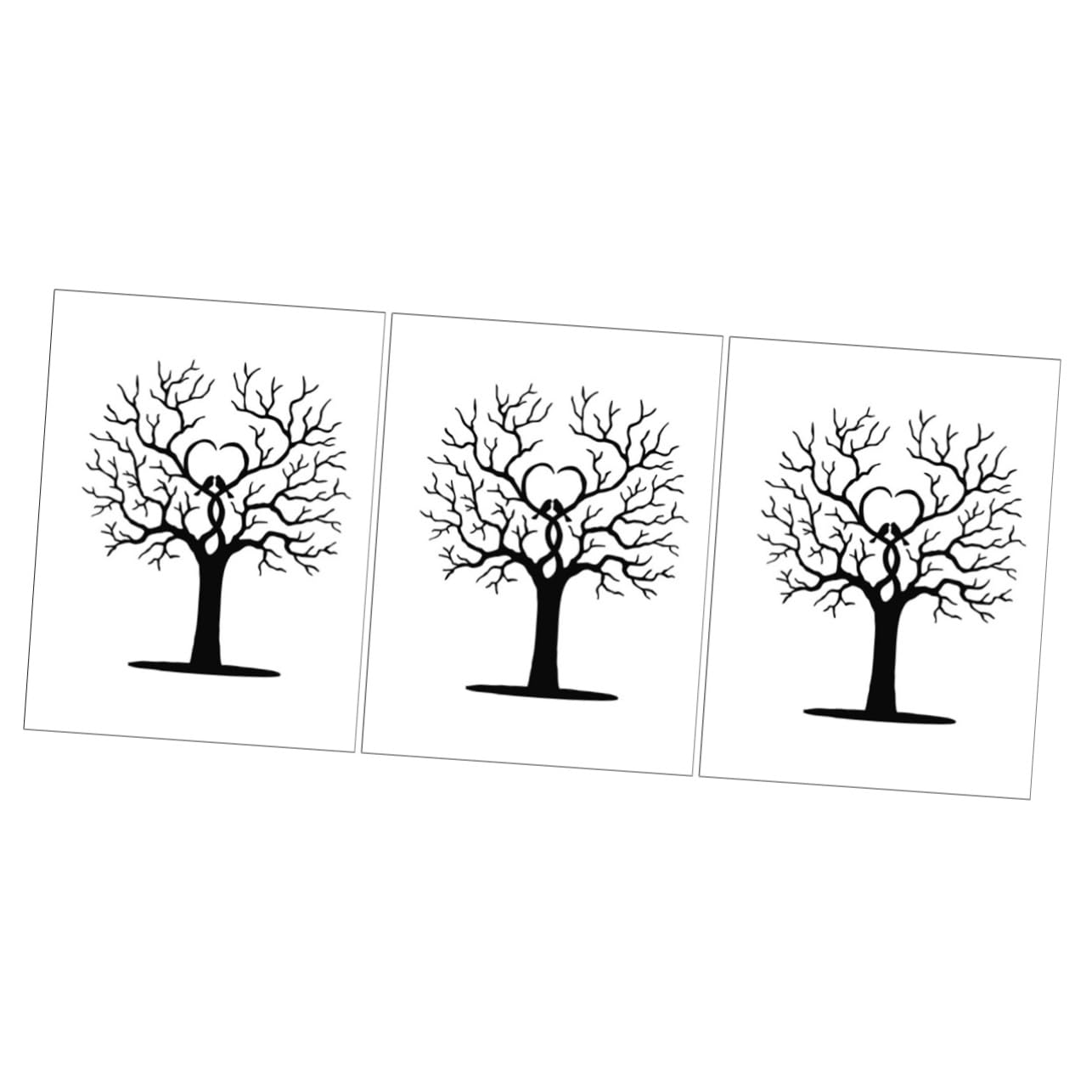 jojofuny 3 Stücke 40 Einzigartige Fingerabdruck Baum Gästebuch 60cm Benutzerdefinierte Hochzeit Gast Zeichen-in Für Party Geburtstag Jahrestag
