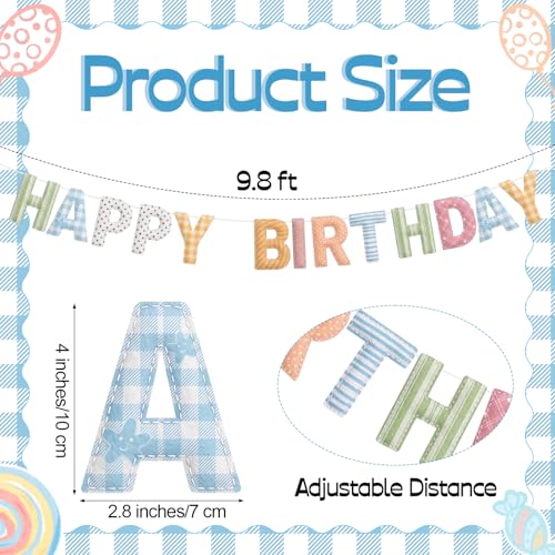 Image of Mindsoft Felt Happy Birthday Garland Rainbow Banner Reusable Happy Birthday Sign Party Supply for Party Decor (Flower Color,Stripe)
