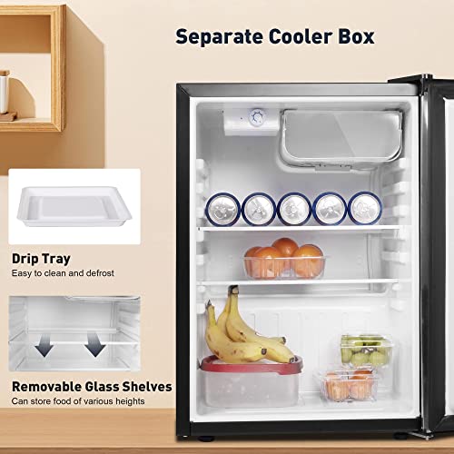 Small Fridge With Freezer, Single Door Compact Refrigerator With Reversible Door, Adjustable Legs, Adjustable Thermostat Control, Removable Shelf, Mini Fridge Perfect For Home/Dorm/Office, 2.6 Cu.ft. #TOP4