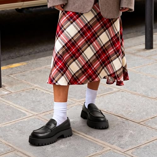 DREAM PAIRS Loafers voor vrouwen Platform Chunky Penny Loafer Lug Sole Comfortabele Slip On Dressy Casual Werk Zakelijke Kantoor Schoenen, Zwart-pu, 8.5 - Afbeelding 4