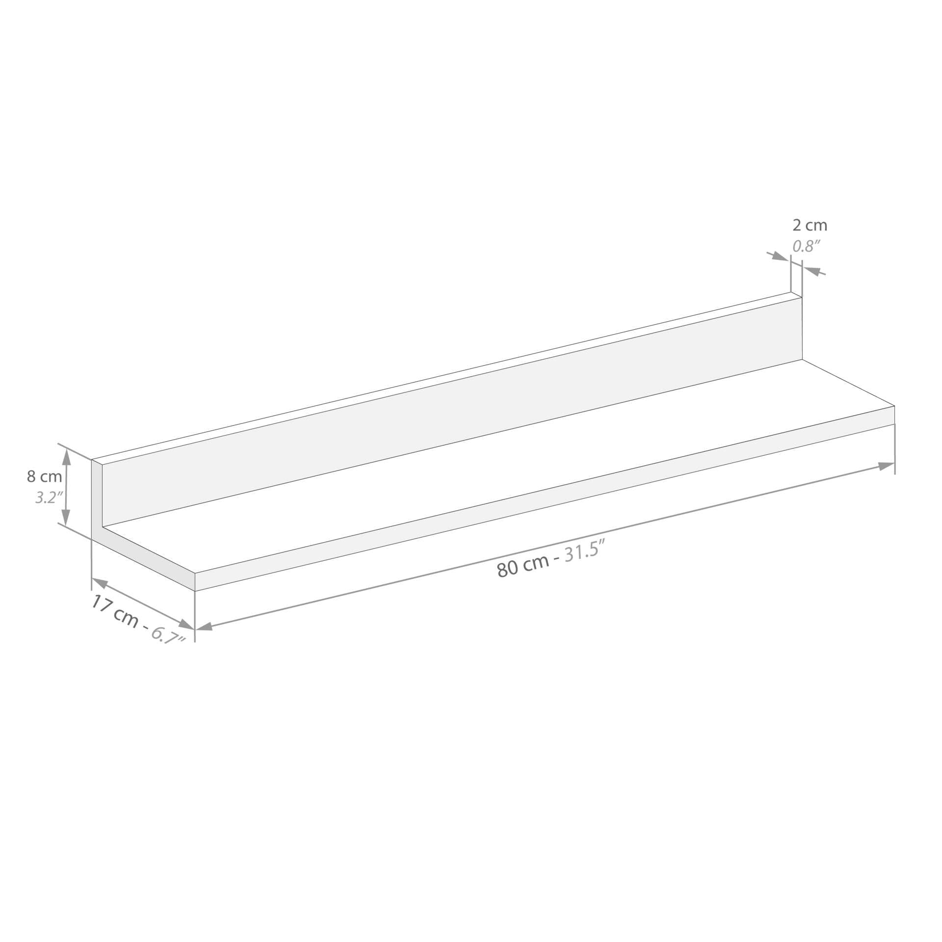 Mobili Fiver, Coppia Mensole Rachele, 80 cm, Grigio Cemento, Nobilitato, Mensole da muro Camera, Corridoio, Cucina, Ingresso, Soggiorno, Ufficio, Made in Italy