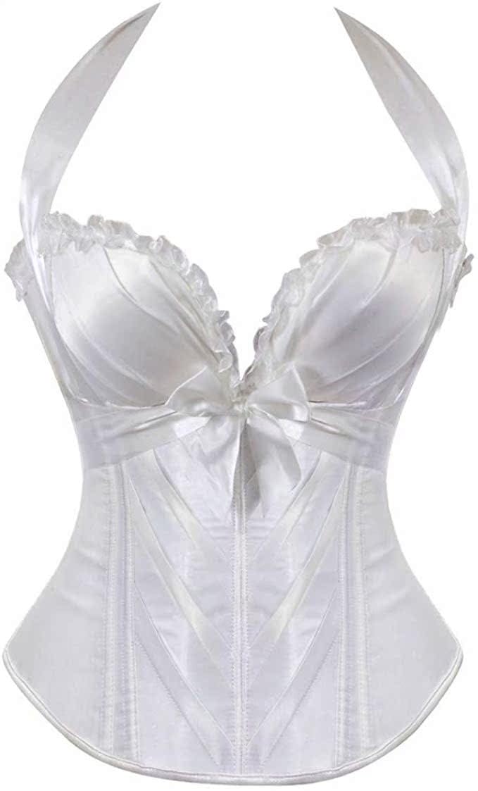 Women's Lace up Gothic Jacquard Shoulder Straps Tank Overbust Shaper Corset Bustiers Top