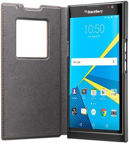 BlackBerry Leather Smart Flip Case for BlackBerry PRIV - Retail Packaging - Tan