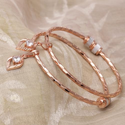 Rose Gold-Plated Peacock Handcrafted Kada Bracelets Set