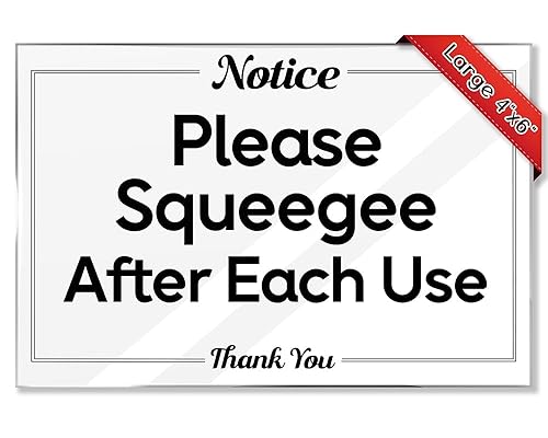 Miniatura 9 de Airbnb Essentials for Hosts Bathroom Signs - 4"x6" Acrylic Sign wMounting Tape - Please Squeegee After Each Use Bathroom Sign Rental Home