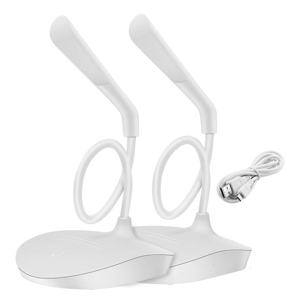 Brivation Desk Lamps Office, 3 Dimming Levels Clip Lamp for Desk, Eye-Care, Touch Sensitive, USB Charge/4AA Batteries Table Lamp