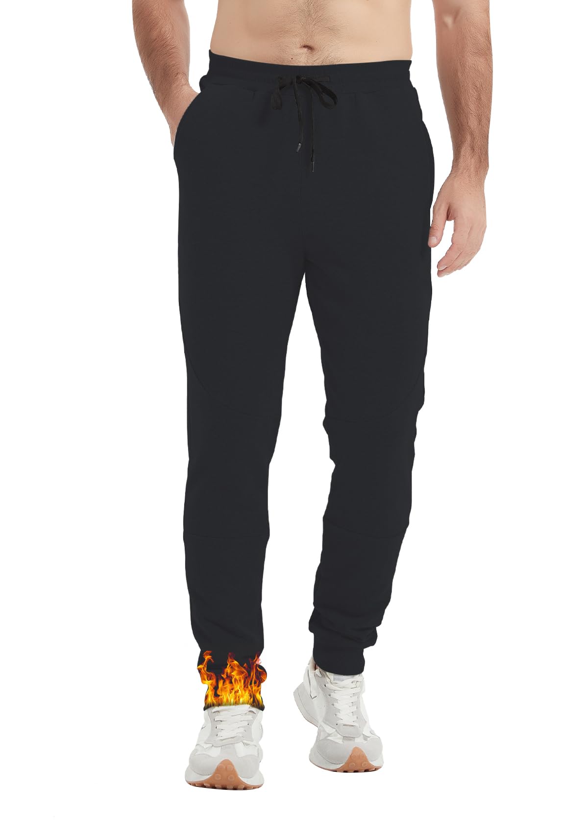 Idtswch 34 36 38 40 Long Inseam Mens Tall Sweatpants Fleece-Line Extra Long Joggers Pant with Zip Pockets