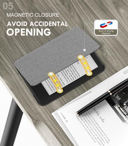 Image of MoKo Case Fits 6 inch e-Reader(11th Generation-2024 /2022 Release), Magnetic Closure Lightweight Shell Cover with Auto Wake /Sleep, Not for TCL Remarkable Kobo, Denim Gray