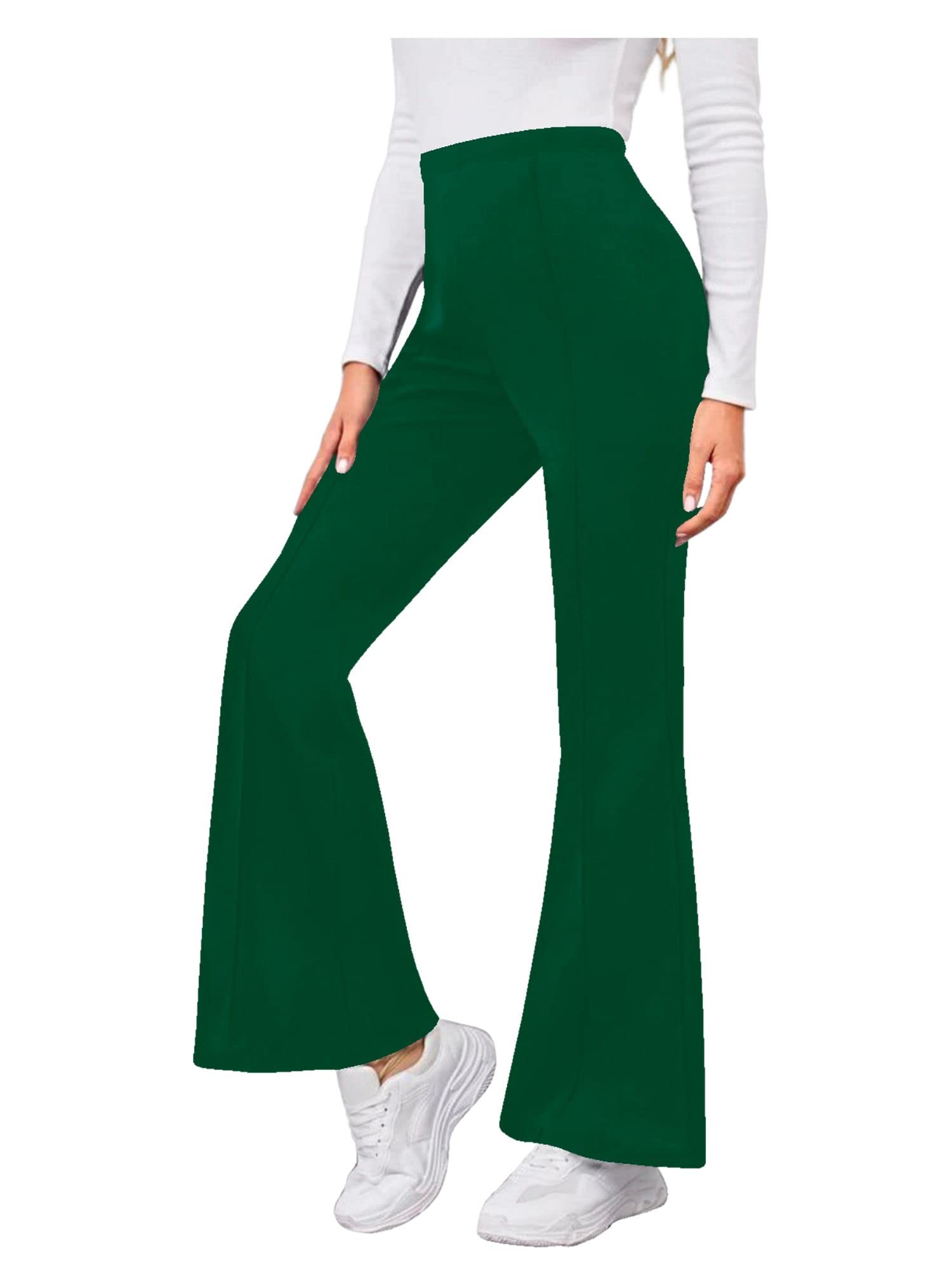 Dream Beauty Fashion Women's Bell Bottom High Waist Trouser, Elastic Flared Bootcut Pants, Stretchy Parallel Leg for Casual Office Work wear (BZF-Dhoni 4)