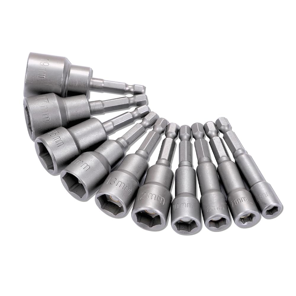 ソケットビット 14本セット 磁石 インパクトドライバー レンチソケット 6〜19mm ビット径 6.35mm 六角軸 電動ドリル ビット ソケットアダプター