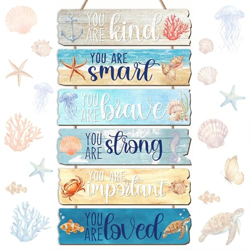 TOMPOP Wall Art Decor, Wooden, for Kitchen Dining Room, Beach Summer