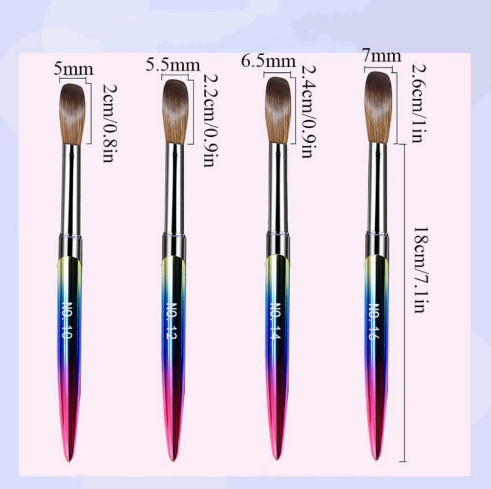 4Pcs Acrylic Nail Brush Set, Nylon Aluminum Tube Professional Manicure Art Design Carving Tools for Women DIY Home - Image 2
