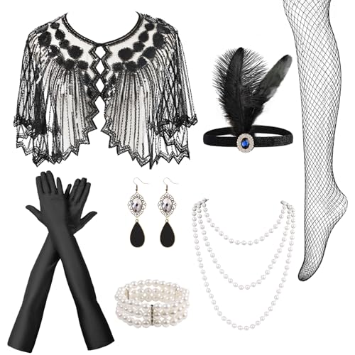 FeelfunFeather 1920s Flapper Accessories Set for Women,Roaring 20's...
