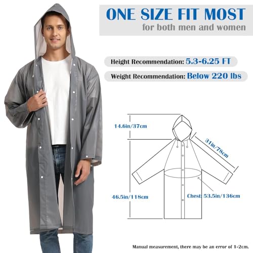 Opret 2 Pack Raincoats for Adults Reusable, EVA Rain Ponchos Lightweight Rain Coat Waterproof Rain Gear for Men and Women - Image 3