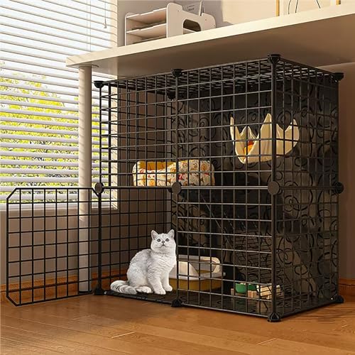 Cage pour chat modulable avec tapis Oxford pour résoudre les problèmes de place et de griffes