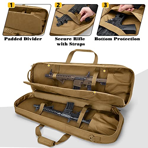Goburos Tactical Rifle Bag Backpack Fits 36” Rifles, Soft Rifle Case With 3 Magazine Holders, Padded Shoulder Straps, Lockable Zipper And Molle System For Hunting And Shooting #TOP1