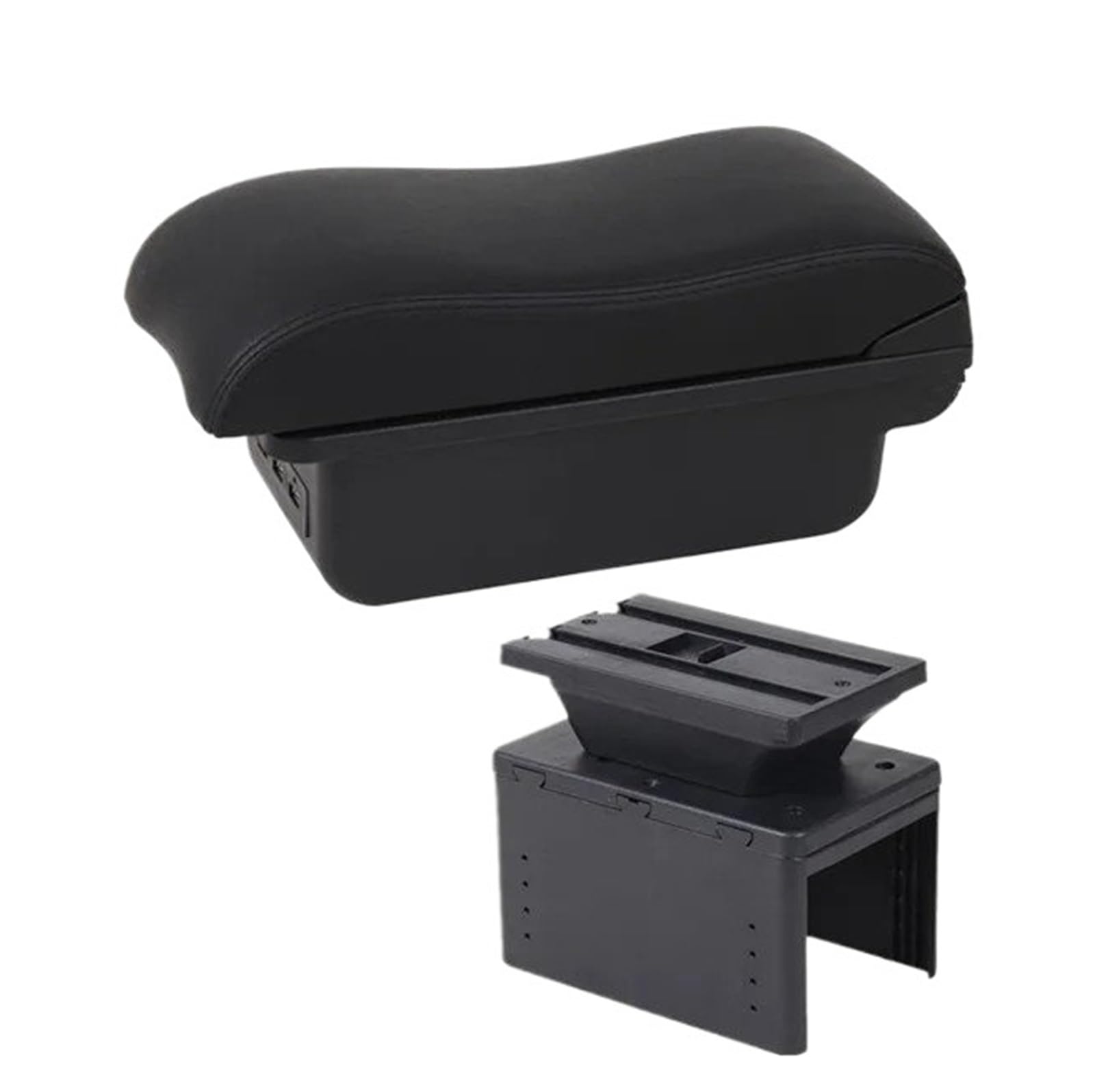 UMDJJU Universal Car Armrest Box Model Accessories Storage Retrofit Parts Increase Relieve Fatigue Car Centre Console Armrest Box(B2 black line 3USB)