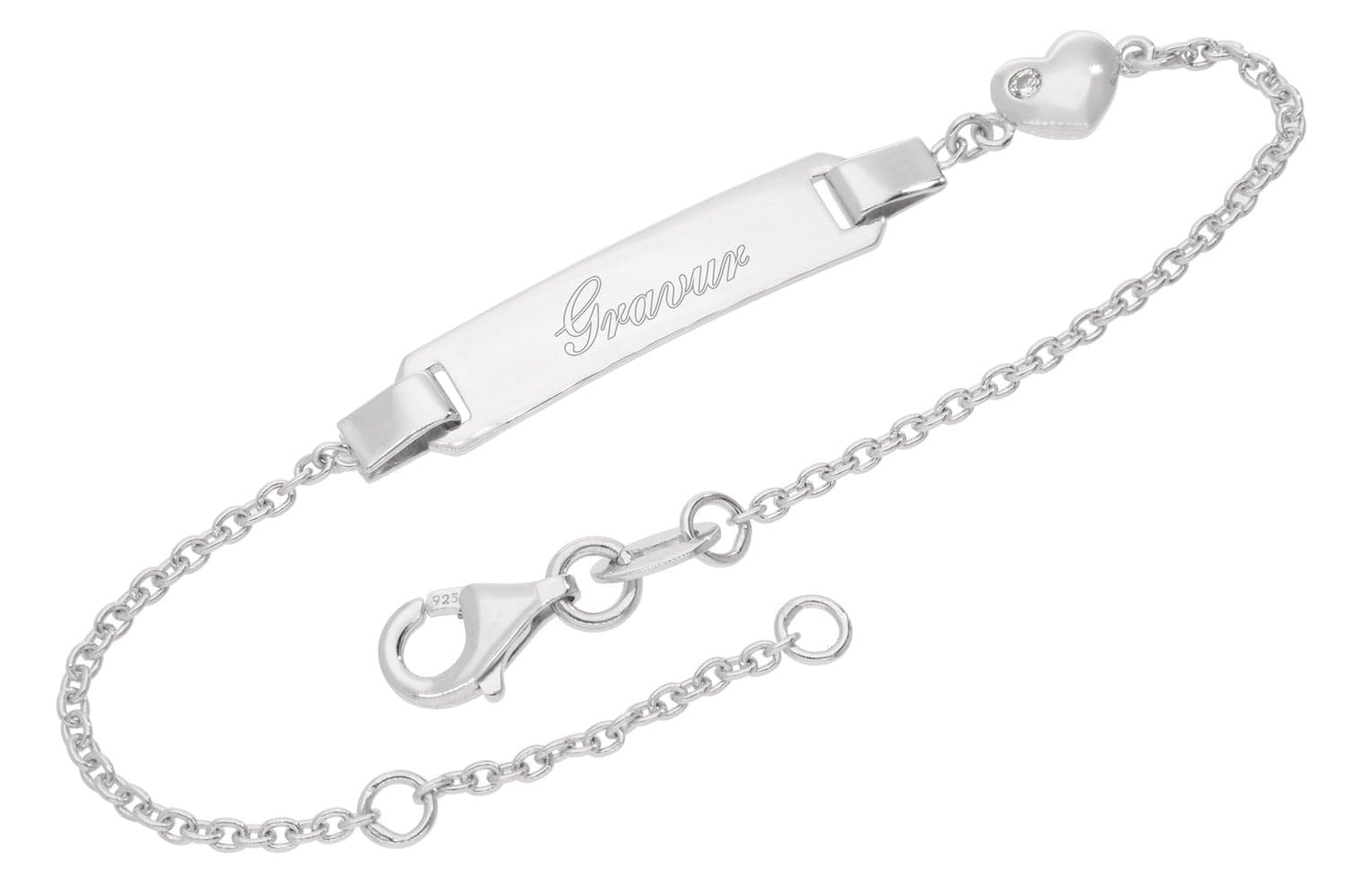trendor Pulsera infantil grabada con forma de corazón, banda plateada con nombre, 16/14 cm, 21628