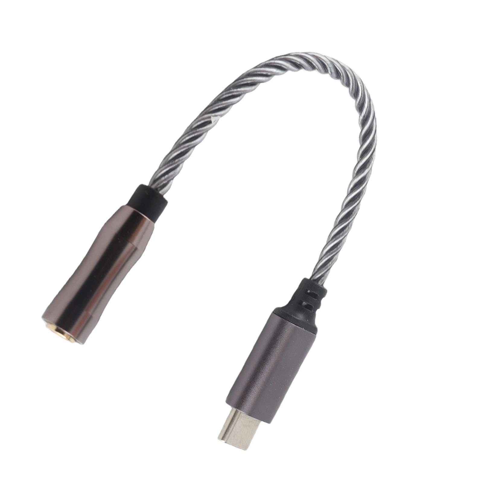 AMONIDA Adattatore Amplificatore per Cuffie da Tipo C a 3,5 Mm Qualità Premium per gli Amanti della Musica Costruzione Placcata Argento da 15 Cm (Grigio freddo)
