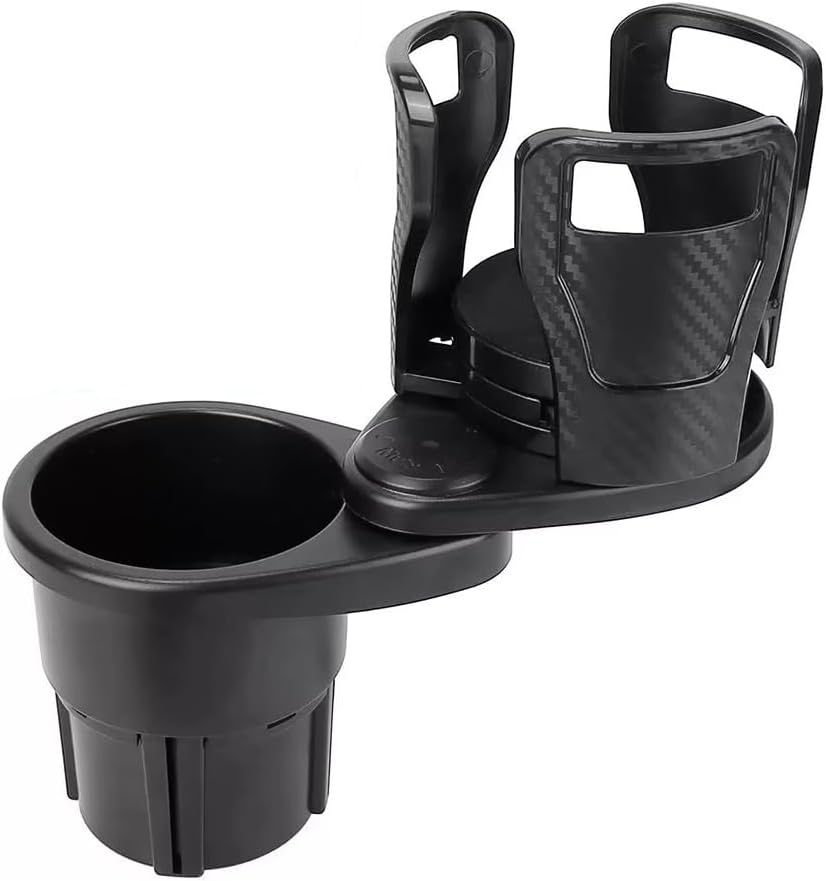 Car Cup Holder Expander for 2021-2025 Ford Bronco Sport, Multifunctional Dual Cup Mount with 360° Rotating Adjustable Carbon Fiber Texture Adapter