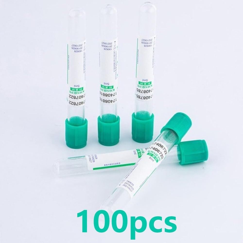Tubos de extracción de sangre de laboratorio, plástico desechable con heparina de sodio, para investigación médica y pruebas