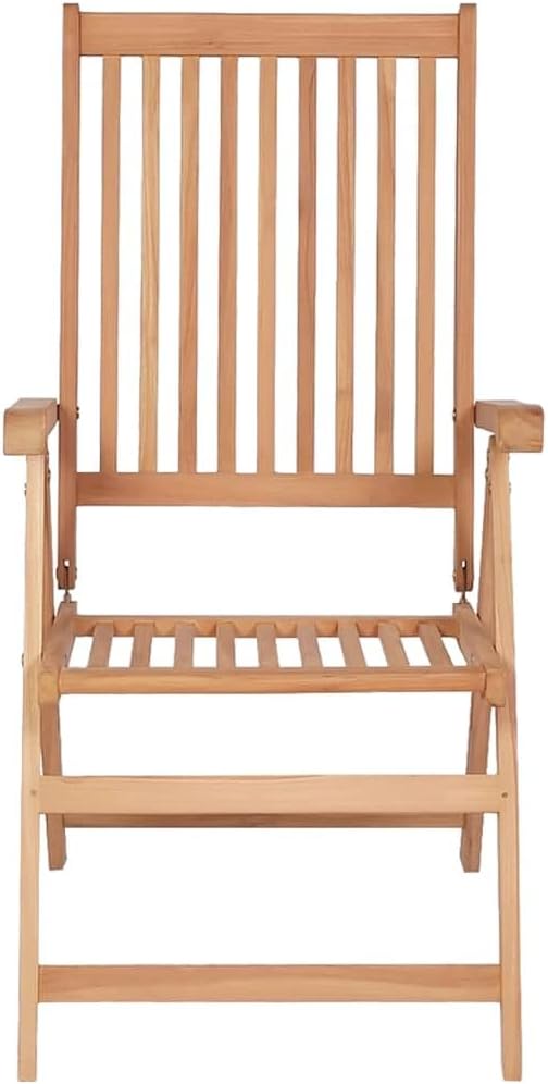 Teak Wood Reclining Patio Chairs Set of 2, 7-Position Folding Outdoor Lounge Chairs 22.4"x28.1"x39.4" Brown Weather-Resistant Wooden Seating for Garden, Balcony, Deck