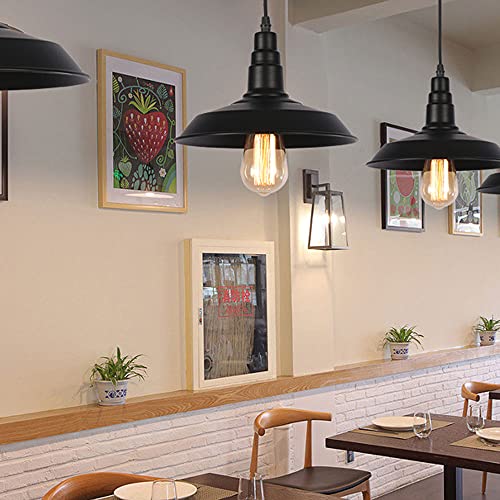 Lampe suspendue industrielle en métal noir rétro avec culot E26 réglable - 3