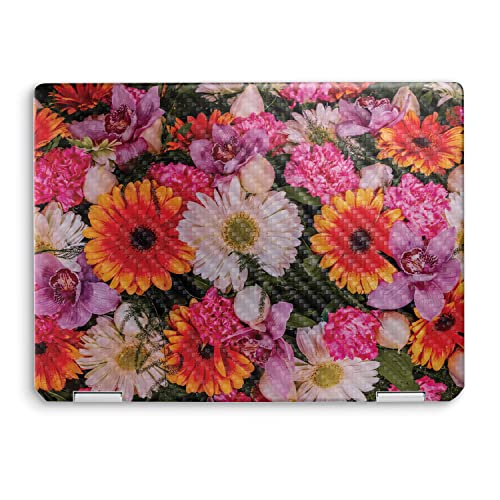 Image of MightySkins Carbon Fiber Skin Compatible with HP Spectre x360 14 inch (2022) Full Wrap Kit - Watered Flowers | Protective, Durable Textured Carbon Fiber Finish | Easy to Apply | Made in The USA