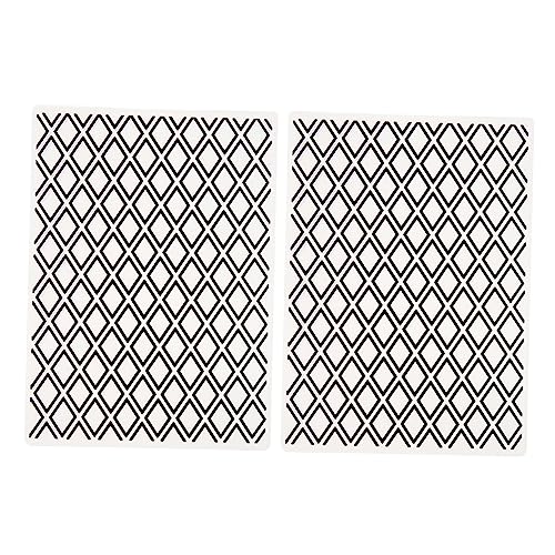Housoutil 2 Pcs Plastic Embossing Templates for DIY Scrapbooking and Card Making Diamond Square Design Easy to Use for Handmade and Creative Projects