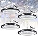 4Pack 200W LED Werkstattlampe Hallenstrahler, 6500K 28000LM kaltweiß UFO LED High Bay Light, IP66 Wasserdichte Industrielampe High Bay Licht für Fabriken,Garage,Lagerhaus