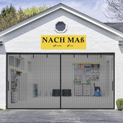 Preisvergleich Produktbild fowong Individuelle Magnet Fliegengitter Tür Garagentorvorhang Katzennetz Insektenschutz Tür Fliegenvorhang Magnetisch Türe mit selbstklebend Klebeband Kit für Garagentor Ohne Bohren Schwarz