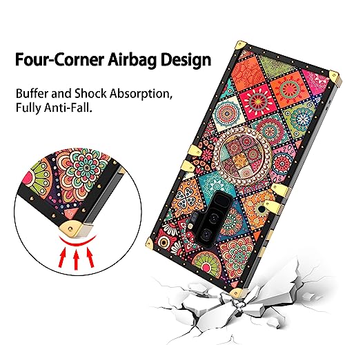 Image of for Samsung Galaxy S9 Plus Phone Case with Ring Stand & Lanyard Girls Women Bohemian Psychedelic Colorful Retro Boho Mandala Shockproof Protective Cover