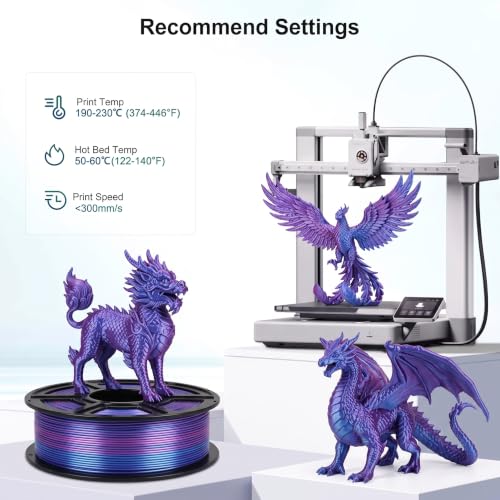Image of 250G Silk PLA 3D Printer Filament 1.75mm Filajoy3D 3D Printing Filament Dimensional Accuracy + /- 0.03mm for Most FDM 3D Printers,Rose red Blue