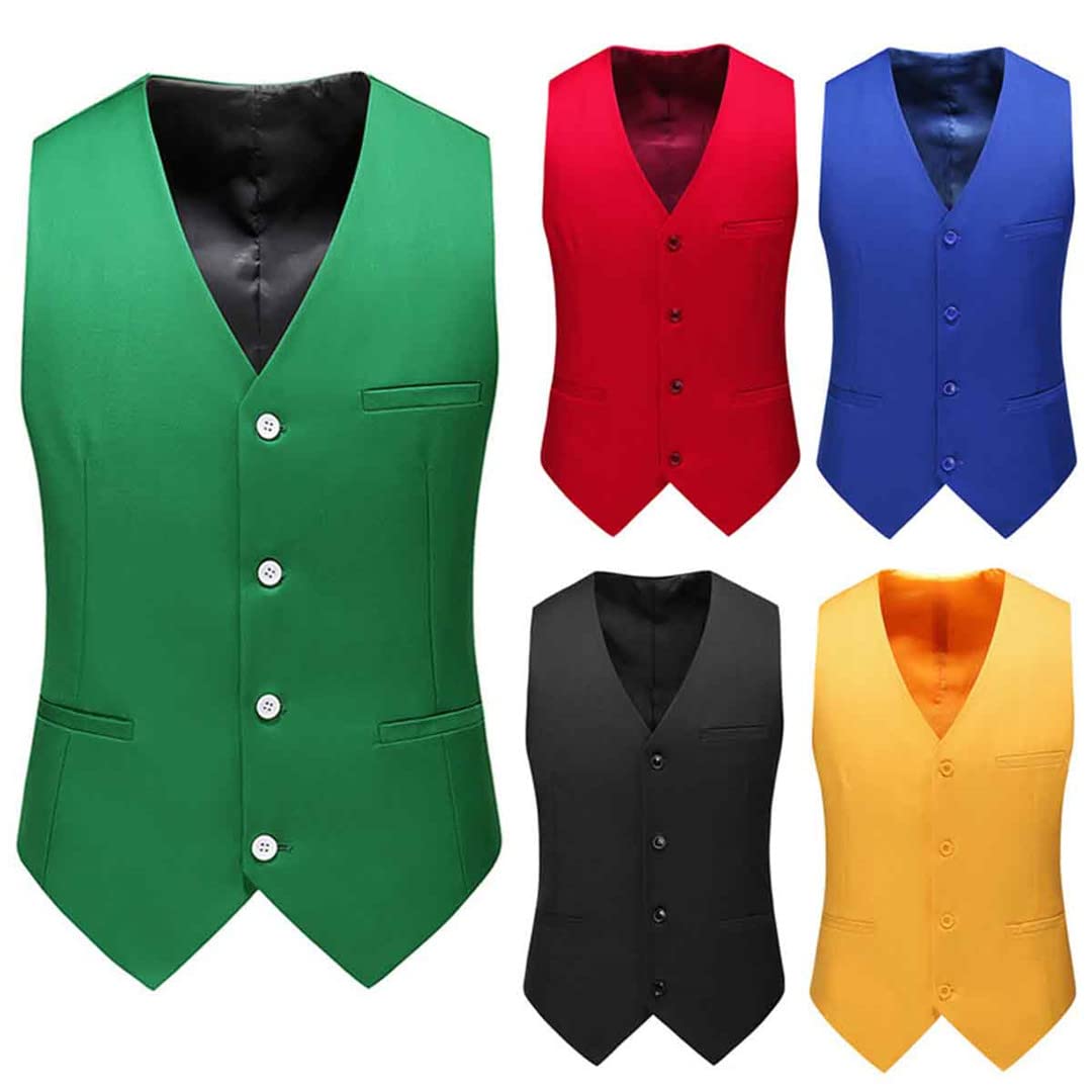 Moda Casual tinta unita monopetto Slim Size Business Vest Gilet Gilet, bianco, M