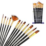 set pinceles maquillaje [Varios tamaños] - da a tus obras maestras un acabado profesional con estos pinceles pintura acrílica, el cepillo incluye incluyendo redondos, planos, en ángulo, cuadrados, avellanas, forro y en abanico, etc, para todas sus necesidades.