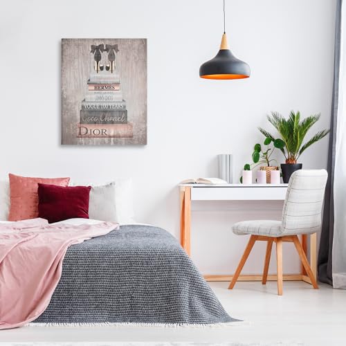 Image of 'Book Stack Heels Metallic Pink'| Canvas Art | Stupell Industries | 30 x 40 Inches, Easy to Hang and Sturdy, Made in USA, by Amanda Greenwood