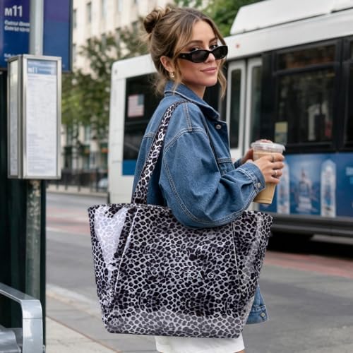 Image of KALIDI PVC Tote Bag Women Large Kraft Paper Travel Beach Bag Jelly Purses